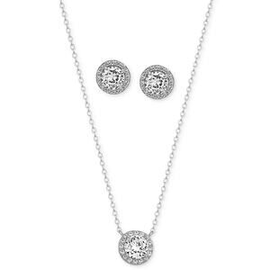 Giani Bernini 2-Pc. Set Cubic Zirconia Halo Pendant Necklace & Matching Stud Ear
